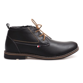 Hohe warme Stiefel gebunden 86105 Schwarz