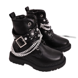 Kinderstiefel mit einer mit Fell isolierten Kette Black Dolly schwarz