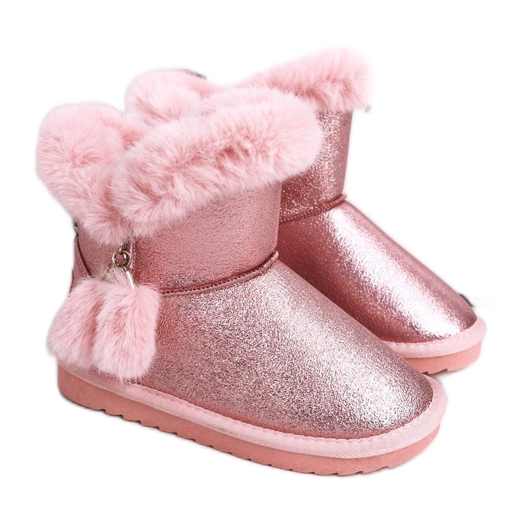 Apawwa Warme Kinder-Schneestiefel mit Pompons rosa Clara