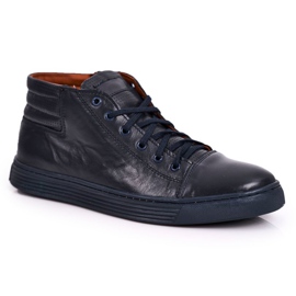 Bednarek Polish Shoes Herren Lederschuhe Sneakers Bednarek Marineblau