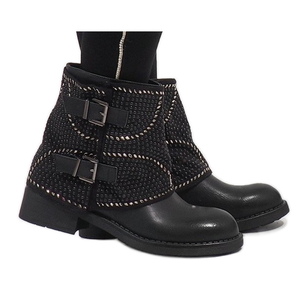 Marquiiz Schwarz verzierte Stiefel 6352-PA