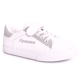 Apawwa Kindersneaker mit Brokat Weiß und Silber Camila