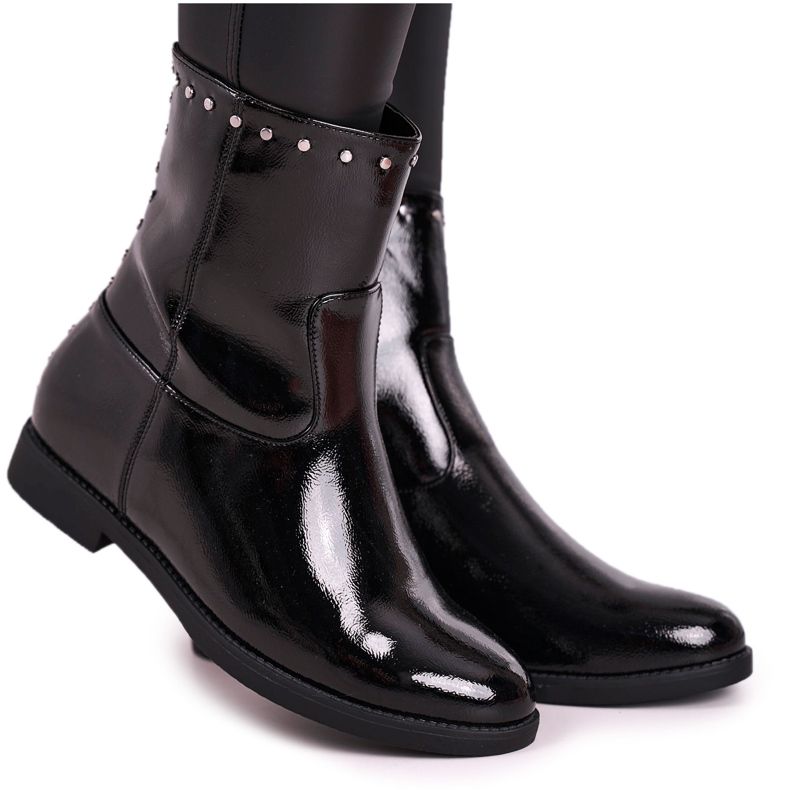 J.STAR But Damen Schwarz Warm Lackierte Stiefel mit Jets, Performance