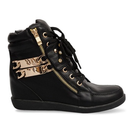Sneakers Sneakers On Wedge Stiefel Ovye WF100 Schwarz golden