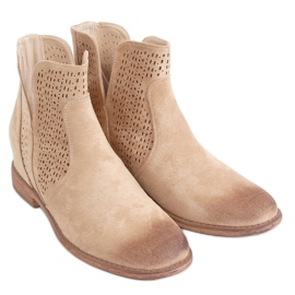 Beige durchbrochene Stiefel NC1123 Beige