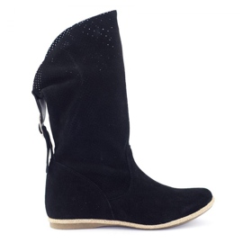 Olivier Elena Schwarze durchbrochene Stiefel