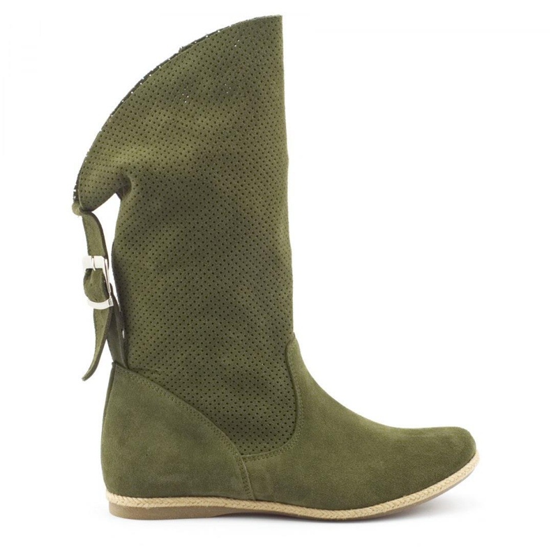 Olivier Elena Green durchbrochene Stiefel grün