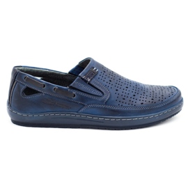 Polbut Herrenschuhe durchbrochene Loafer J68 / 2L marineblau