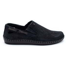 Polbut Schwarze Herren-Loafer mit Lochmuster J68L