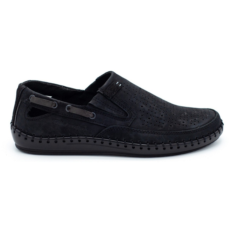 Polbut Schwarze Herren-Loafer mit Lochmuster J68L