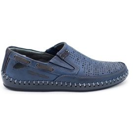 Polbut Herrenschuhe durchbrochene Loafer J68L marineblau navy blau