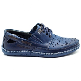 Polbut Herrenschuhe, durchbrochene Loafer J69 / 3L marineblau