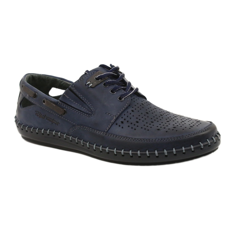Polbut Herrenschuhe, durchbrochene Loafer J69L marineblau navy blau