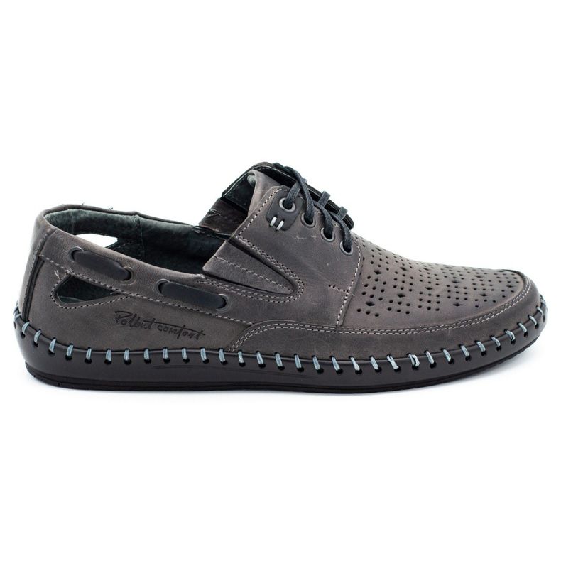 Polbut Graue Herren-Loafer mit Lochmuster J69L