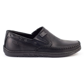 Polbut Schwarze Herren Mokassinschuhe J68 / 4