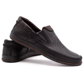 Polbut Herren Leder Sommerschuhe 09 schwarz mit braun mehrfarbig