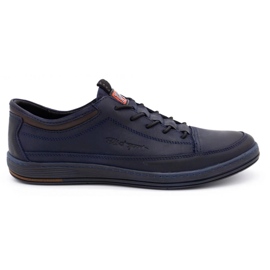 Polbut Herren Freizeitschuhe aus Leder K22 marineblau mit braun mehrfarbig