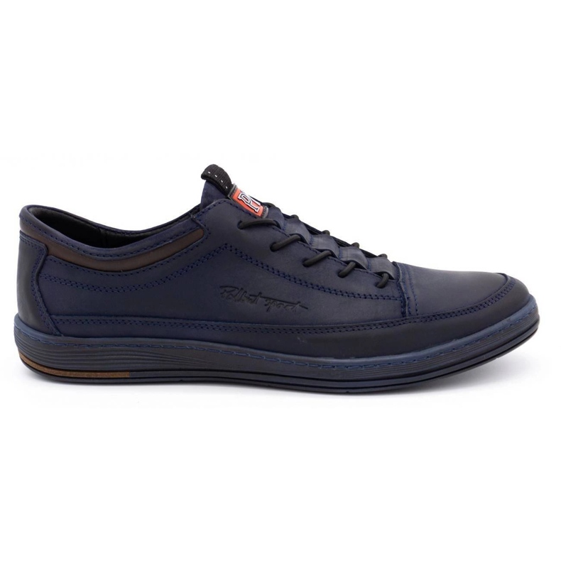 Polbut Herren Freizeitschuhe aus Leder K22 marineblau mit braun navy blau mehrfarbig