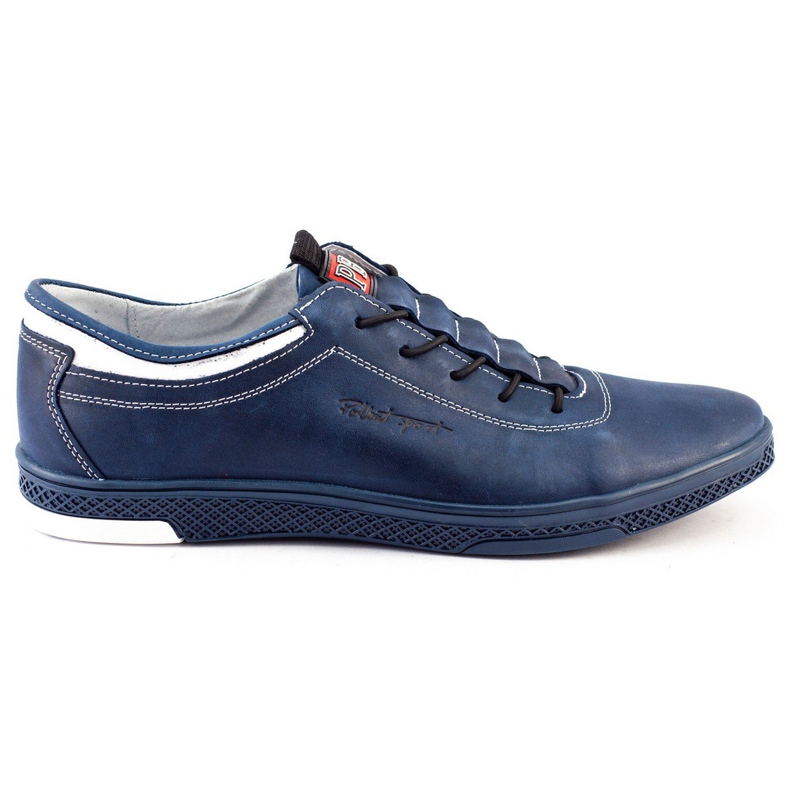 Polbut Freizeitschuhe aus Leder K23 Marineblau mit Weiß navy blau