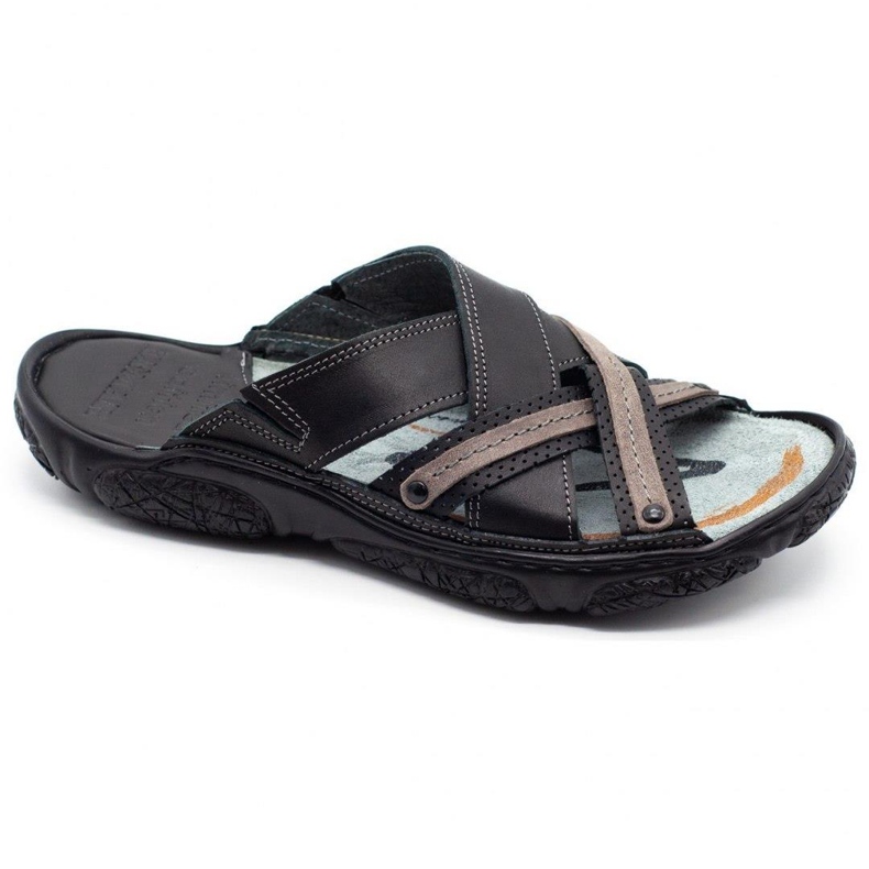 Lemar Herren Lederpantoffeln 1654 schwarz