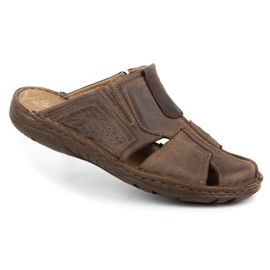 Polbut Herren Lederpantoffeln 312 braun