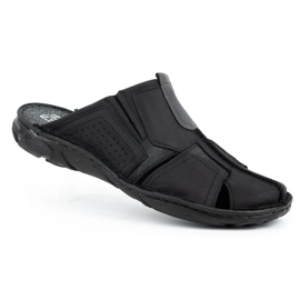 Polbut Herren Lederpantoffeln 312 schwarz