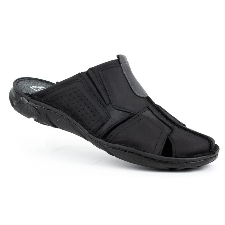 Polbut Herren Lederpantoffeln 312 schwarz