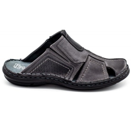 Polbut Herren Lederpantoffeln 312 grau