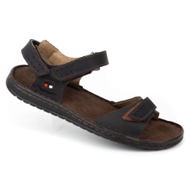 KOMODO Schwarze Ledersandalen 881K