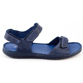 KOMODO Herrensandalen aus Leder 881K Marineblau navy blau