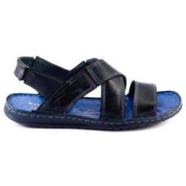 KOMODO Herrensandalen aus Leder 882K dunkelblau navy blau
