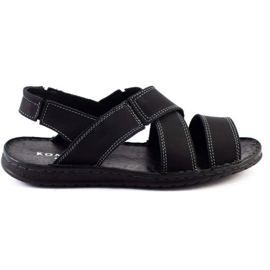 KOMODO Schwarze Ledersandalen 882K