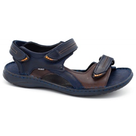 Polbut Sandalen SA04 Marineblau mit Braun mehrfarbig