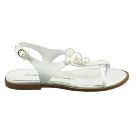 Exclusive Sandalen mit Perlen 618 weiß