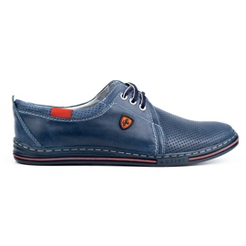 Polbut Lederschuhe für Herren 343, marineblaue Perforation