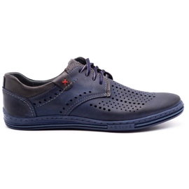 Polbut Lederschuhe für Herren 402 Sommer Marineblau mit Grau navy blau