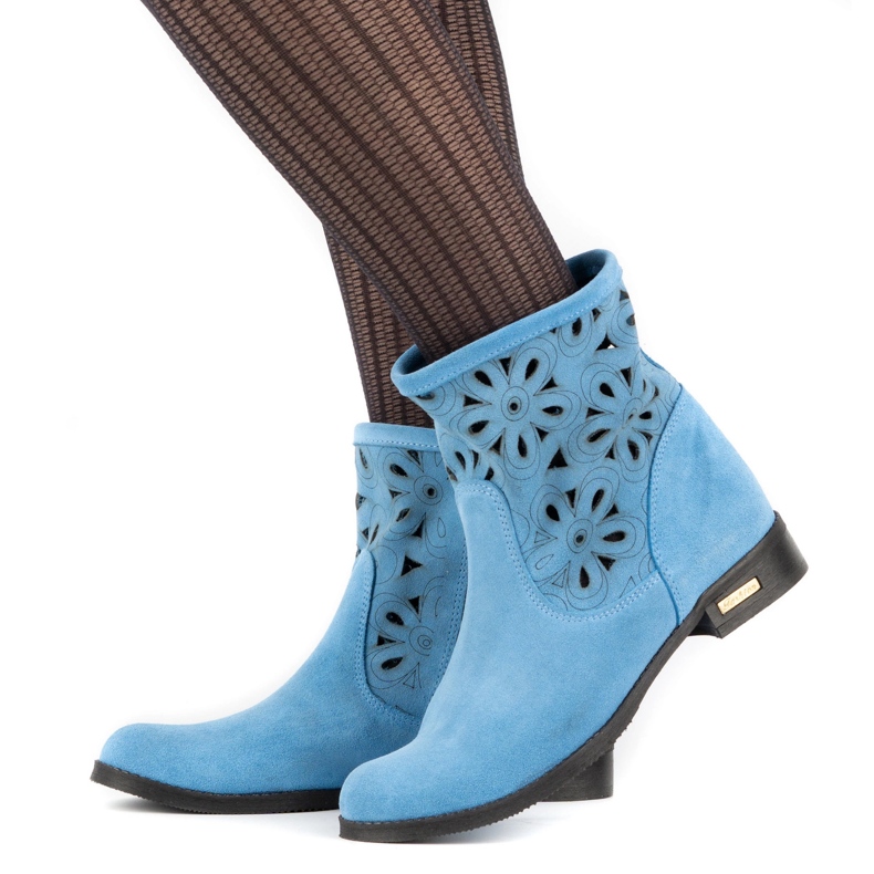 Olivier Bequeme Alice blaue durchbrochene Stiefel