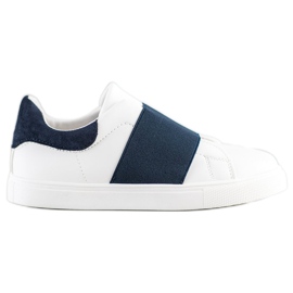 SHELOVET Slipper mit Gummizug weiß marineblau