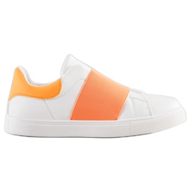 SHELOVET Slipper mit Gummizug weiß orange