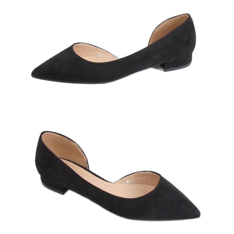 Schwarz MM-593 Schwarze Ballerinas mit Cut-Out