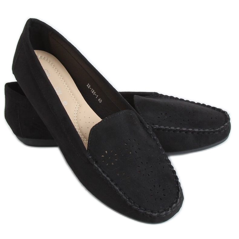 Schwarze Loafer mit Lochmuster XR-1R6 Schwarz