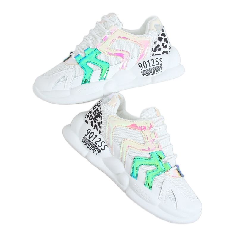 Weiße Sportschuhe B0-233 Gelb mehrfarbig