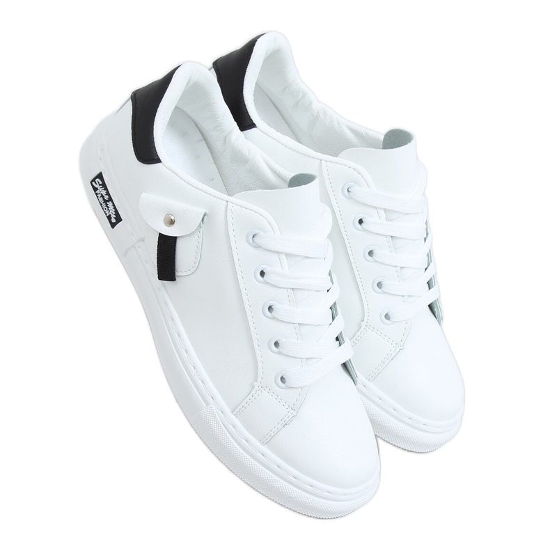 Schwarze und weiße Sneakers für Damen LA132P WEISS / SCHWARZ