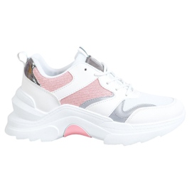 SHELOVET Stylische Merlin Sneakers weiß rosa silber-