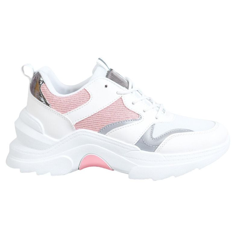 SHELOVET Stylische Merlin Sneakers weiß rosa silber-