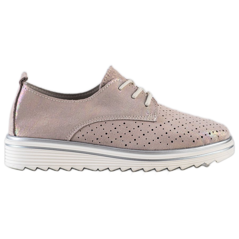 Kylie Leder-Brogues auf der Plattform beige