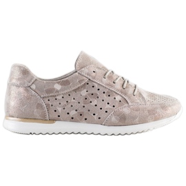 Kylie Durchbrochene Lederschuhe braun golden