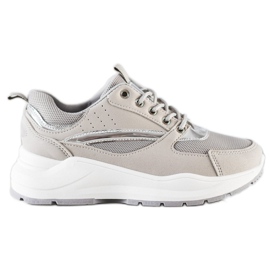 Ideal Shoes Stylische Sport-Sneaker beige grau