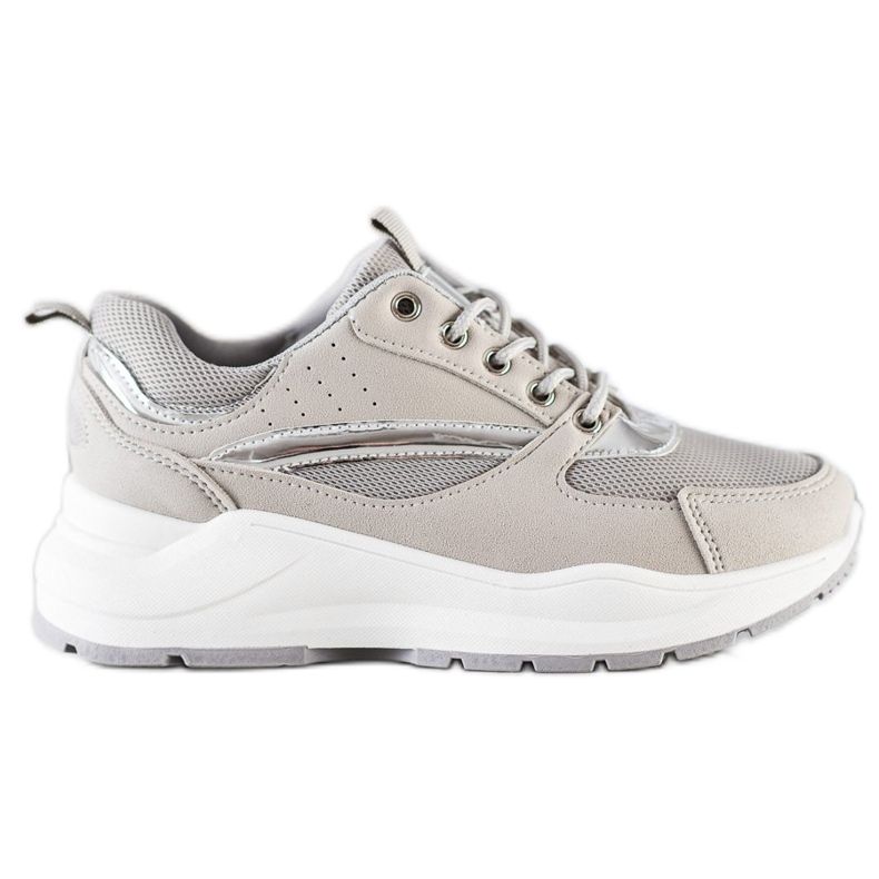 Ideal Shoes Stylische Sport-Sneaker beige grau