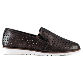 Kylie Glänzende durchbrochene Slipons braun